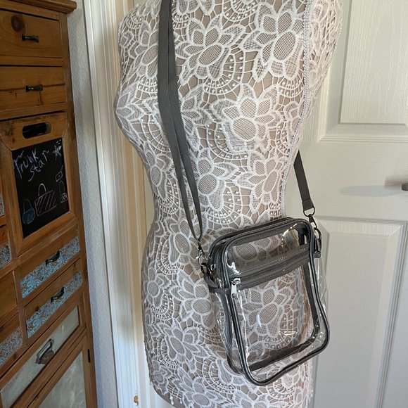 Men's Clear Crossbody Size MD Handbag for Stadium Events - NWT - Gray - Picture 5 of 7
